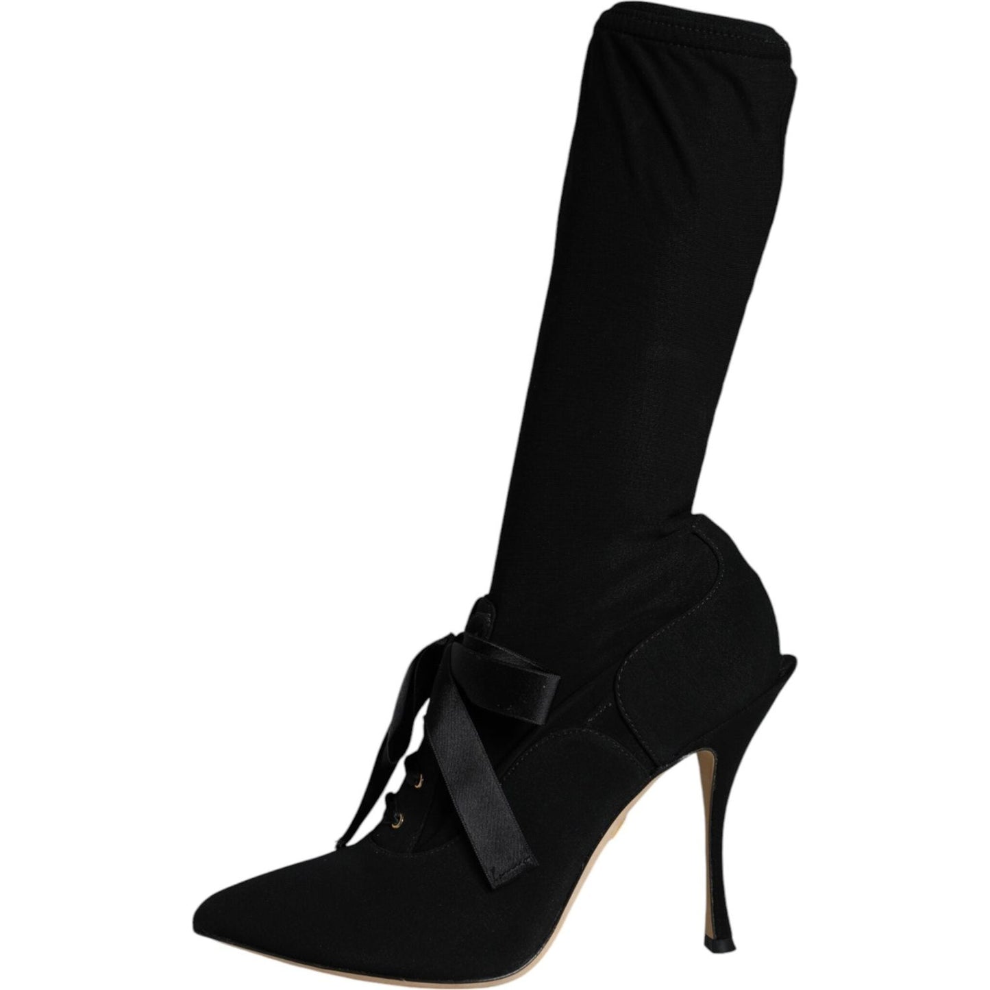 Dolce & Gabbana Black Stiletto Heels Mid Calf Boots Shoes Dolce & Gabbana Black
