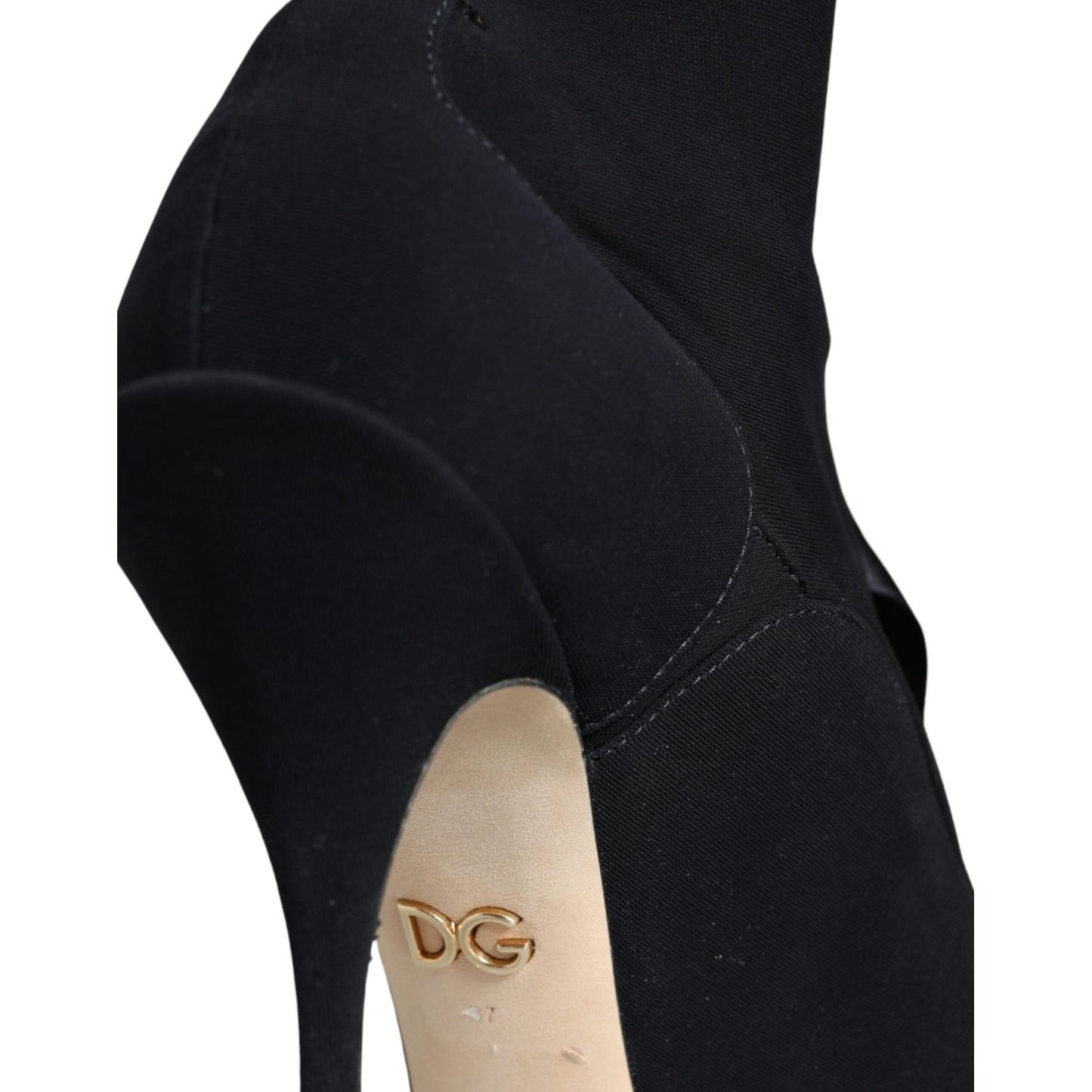 Dolce & Gabbana Black Stiletto Heels Mid Calf Boots Shoes Dolce & Gabbana Black