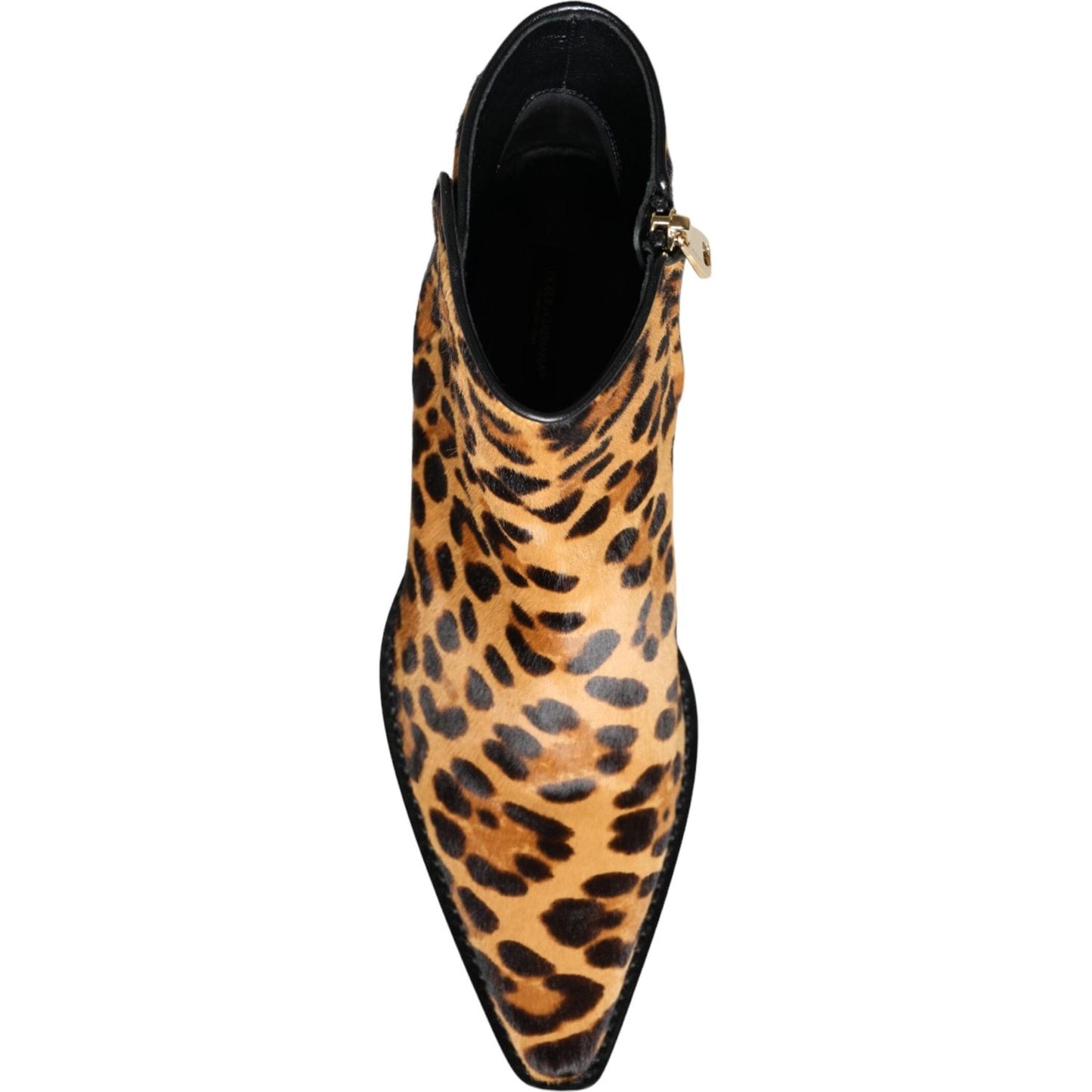 Dolce & Gabbana Brown Leopard Calf Fur Ankle Boots Shoes Dolce & Gabbana Dark Salmon