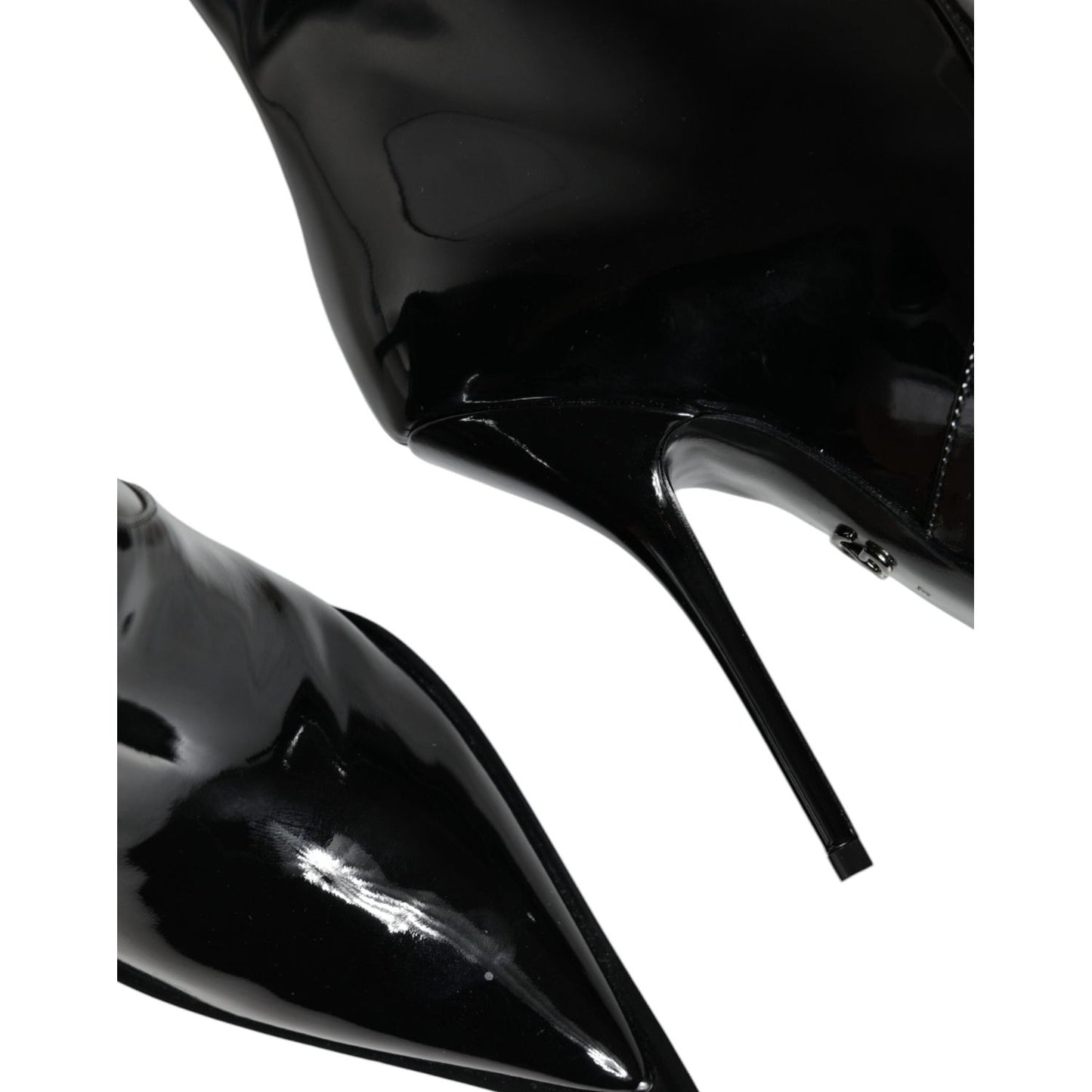 Dolce & Gabbana Black Patent Leather Mid Calf Boots Shoes Dolce & Gabbana Black