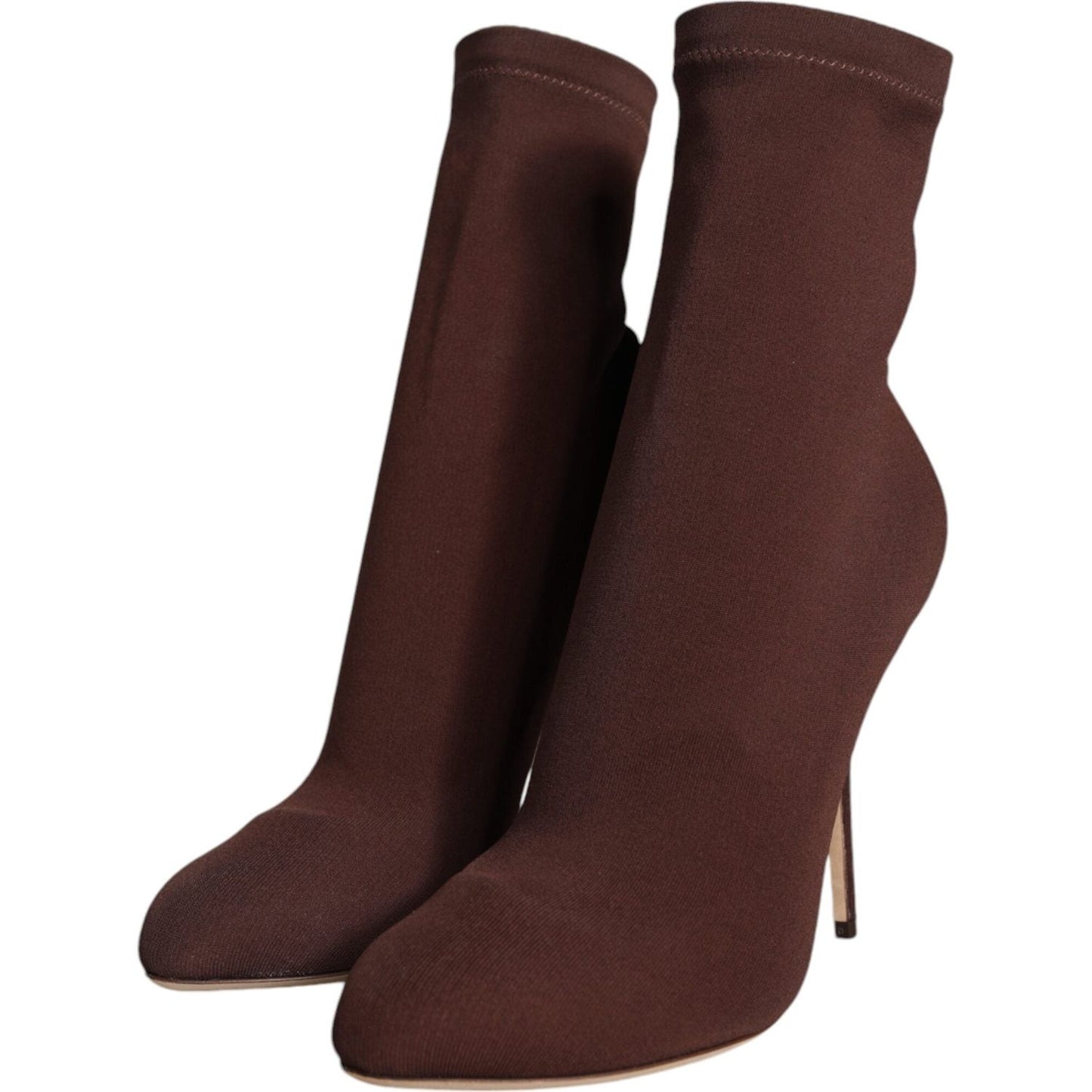 Dolce & Gabbana Brown Stiletto Heels Socks Ankle Boots Shoes Dolce & Gabbana Dark Slate Gray