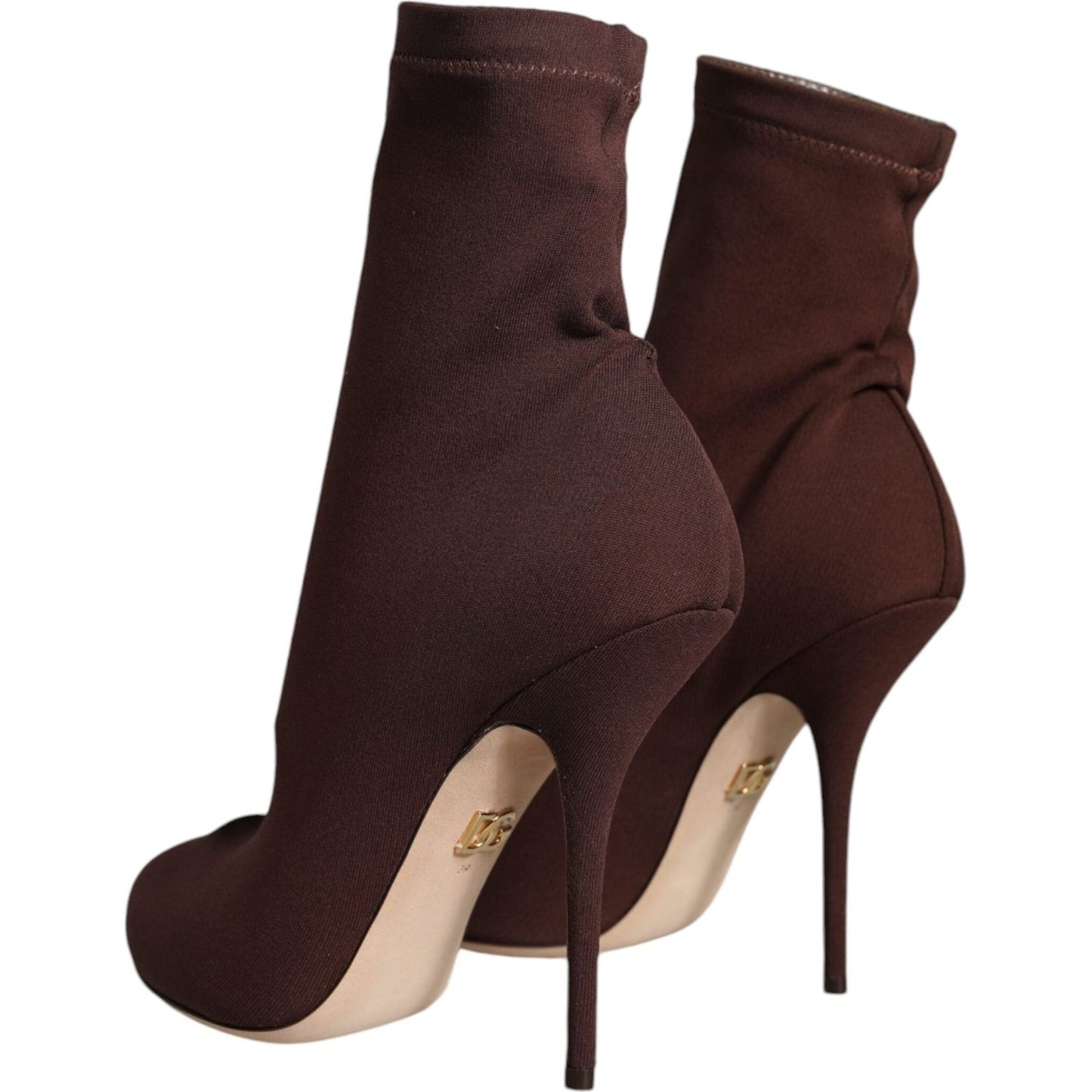 Dolce & Gabbana Brown Stiletto Heels Socks Ankle Boots Shoes Dolce & Gabbana Dark Slate Gray