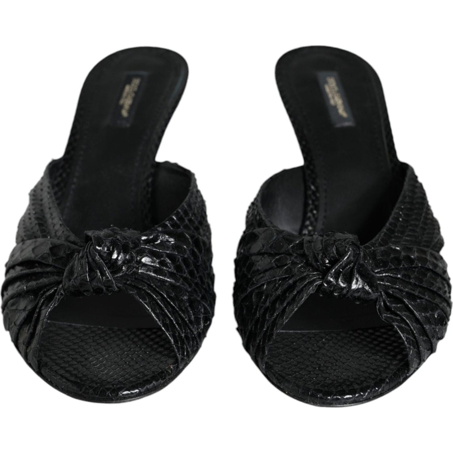 Dolce & Gabbana Black Leather Heels Slides Sandals Shoes Dolce & Gabbana Black