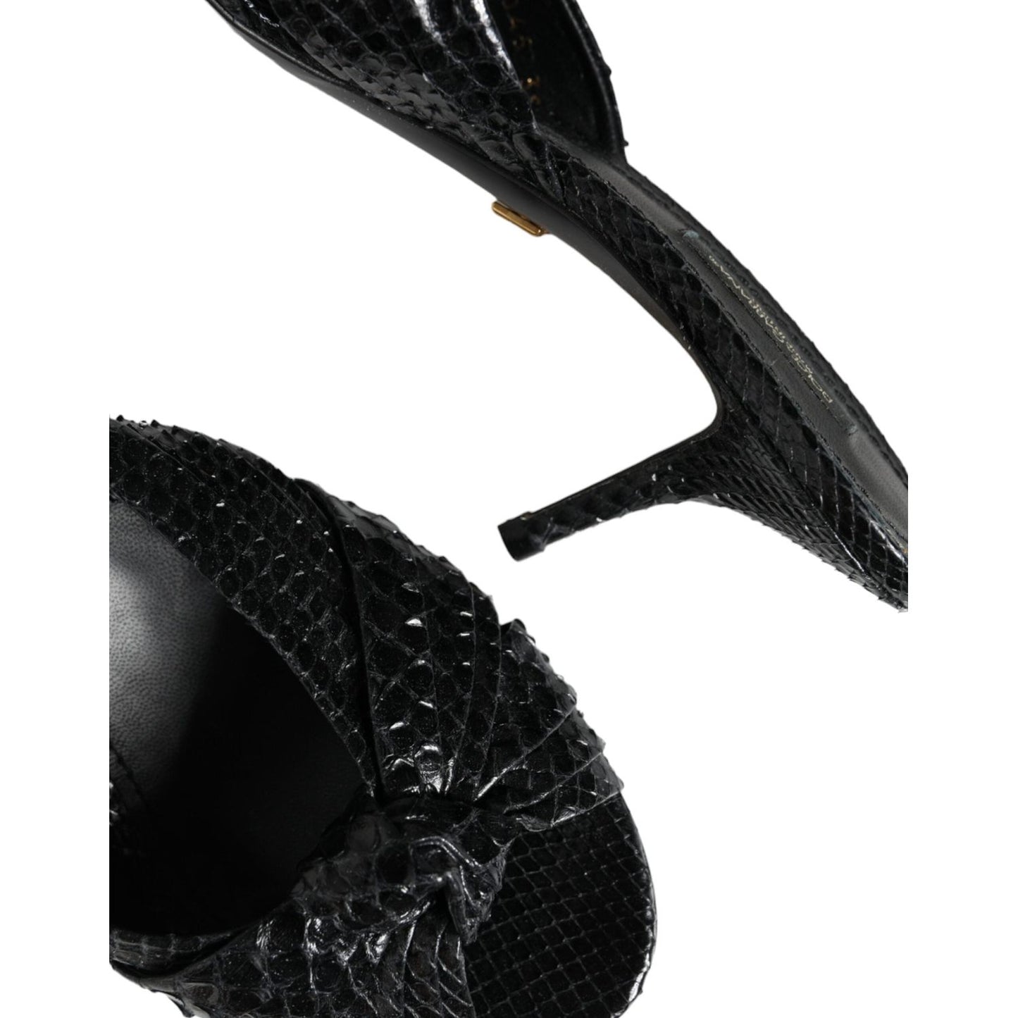 Dolce & Gabbana Black Leather Heels Slides Sandals Shoes Dolce & Gabbana Black