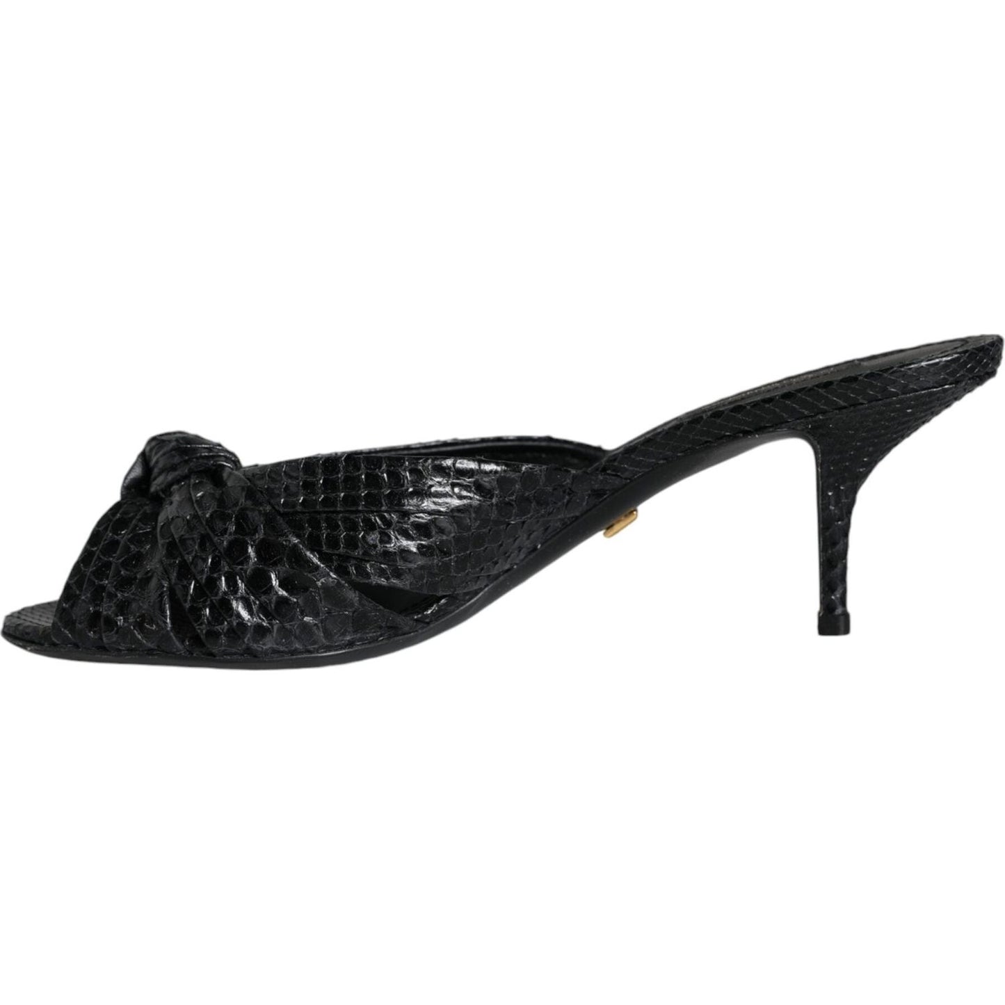 Dolce & Gabbana Black Leather Heels Slides Sandals Shoes Dolce & Gabbana Black