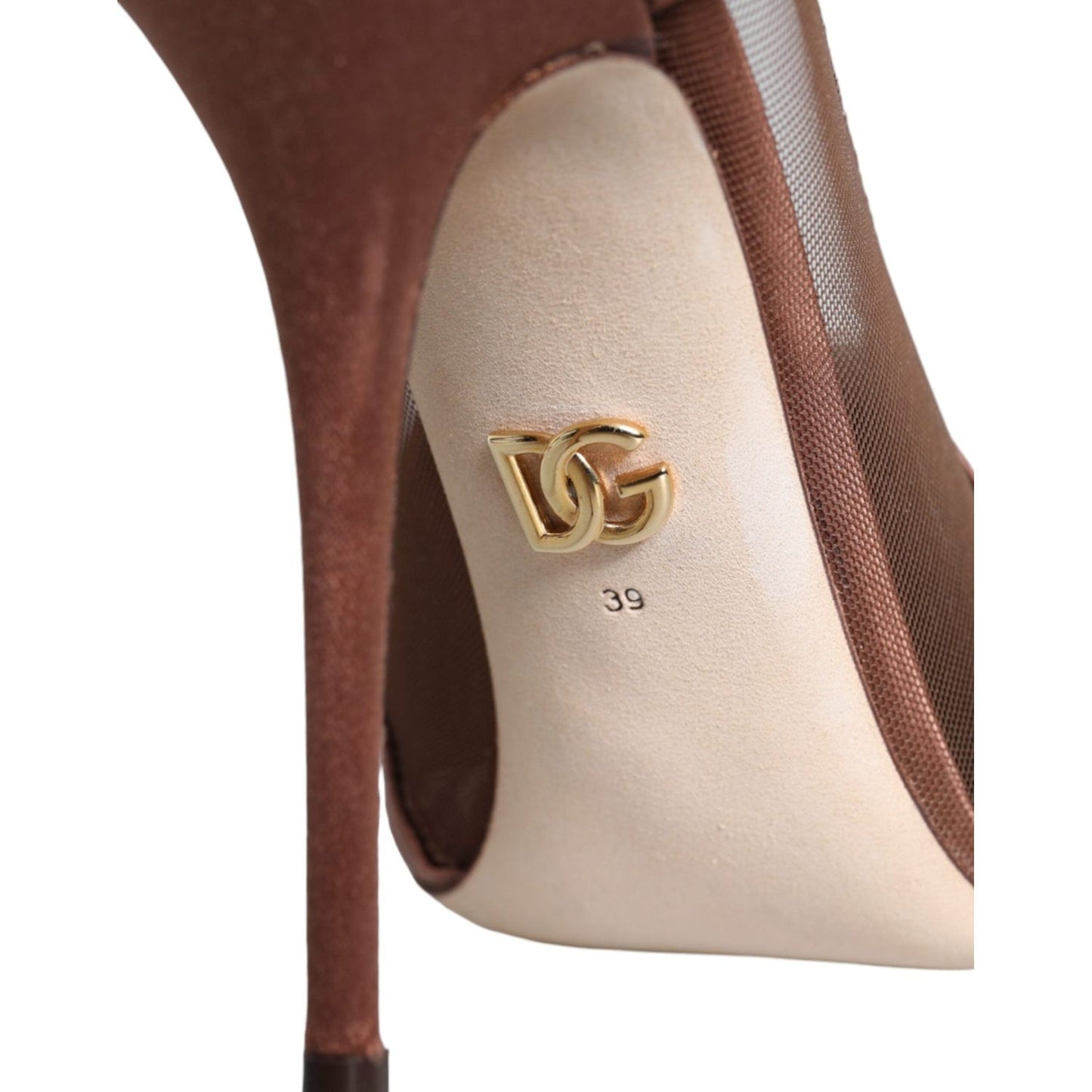 Dolce & Gabbana Brown Mesh Viscose Ankle Strap Pumps Shoes Dolce & Gabbana Dark Olive Green