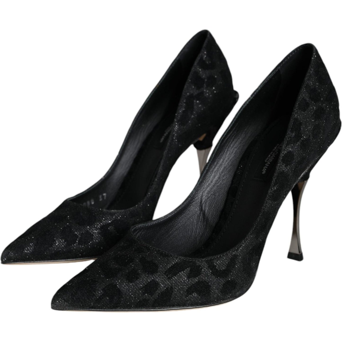 Dolce & Gabbana Black Leopard Lurex High Heels Pumps Shoes Dolce & Gabbana Black