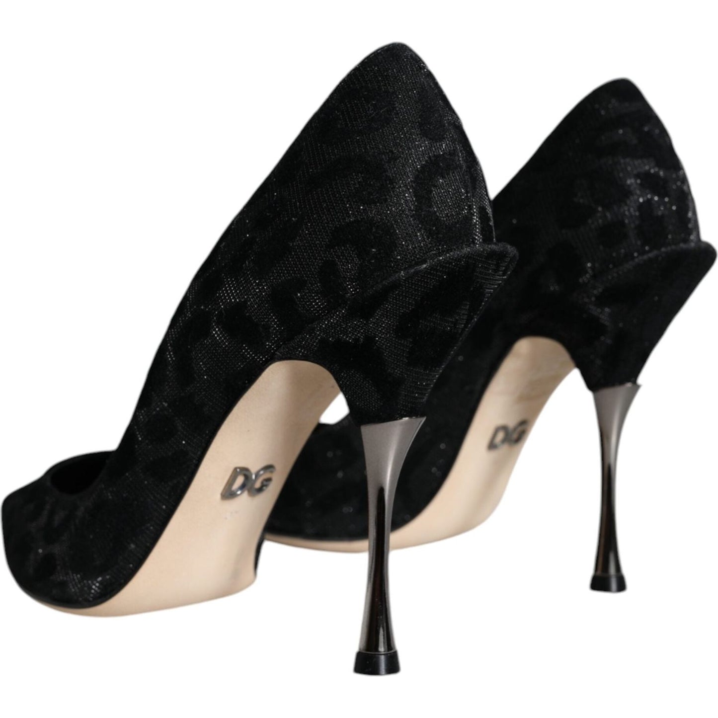 Dolce & Gabbana Black Leopard Lurex High Heels Pumps Shoes Dolce & Gabbana Tan