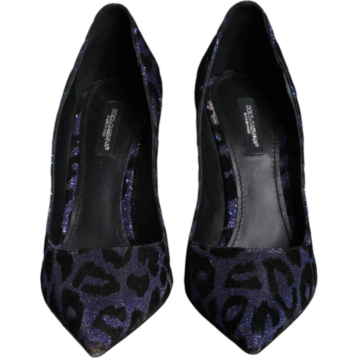 Dolce & Gabbana Violet Leopard Lurex High Heels Pumps Shoes Dolce & Gabbana Black