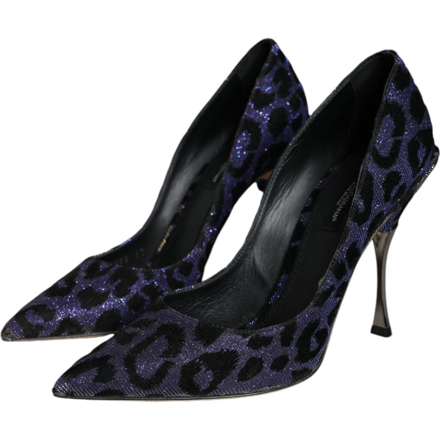 Dolce & Gabbana Violet Leopard Lurex High Heels Pumps Shoes Dolce & Gabbana Black