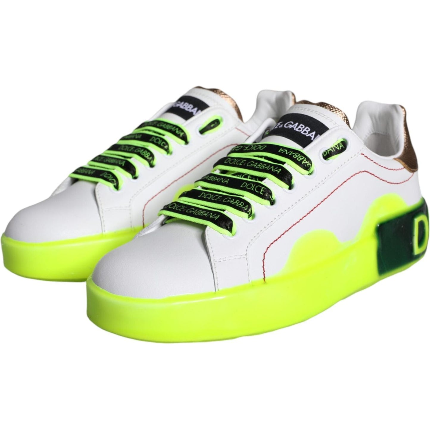 Dolce & Gabbana White Leather Portofino Low Top Sneakers Shoes Dolce & Gabbana Light Gray