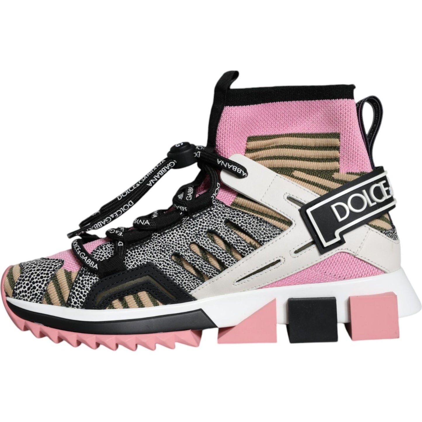 Dolce & Gabbana Multicolor Sorrento Socks Logo Sneakers Shoes Dolce & Gabbana Black