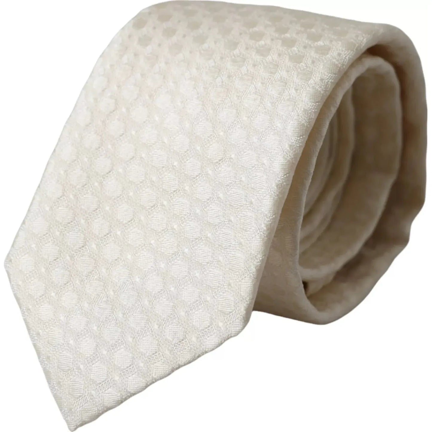 Dolce & Gabbana Off White Silk Adjustable Necktie Men Tie Dolce & Gabbana Light Gray