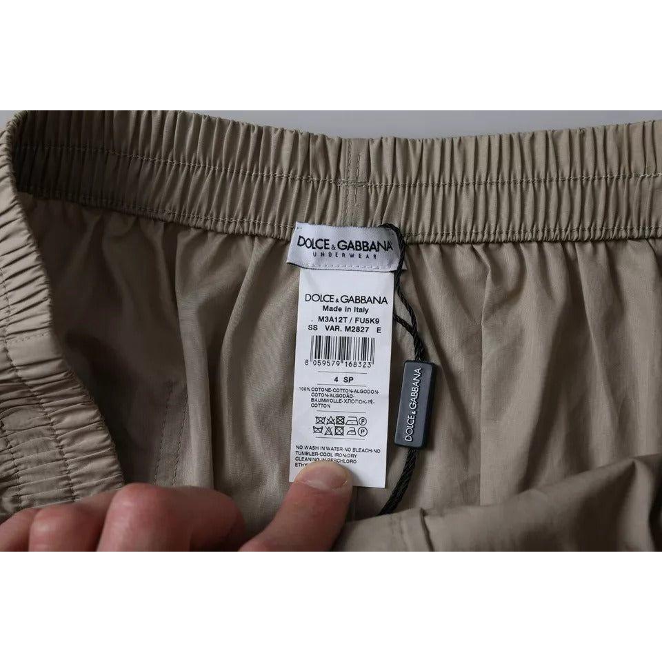 Dolce & Gabbana Brown Cotton Regular Boxer Shorts Underwear Dolce & Gabbana Dim Gray