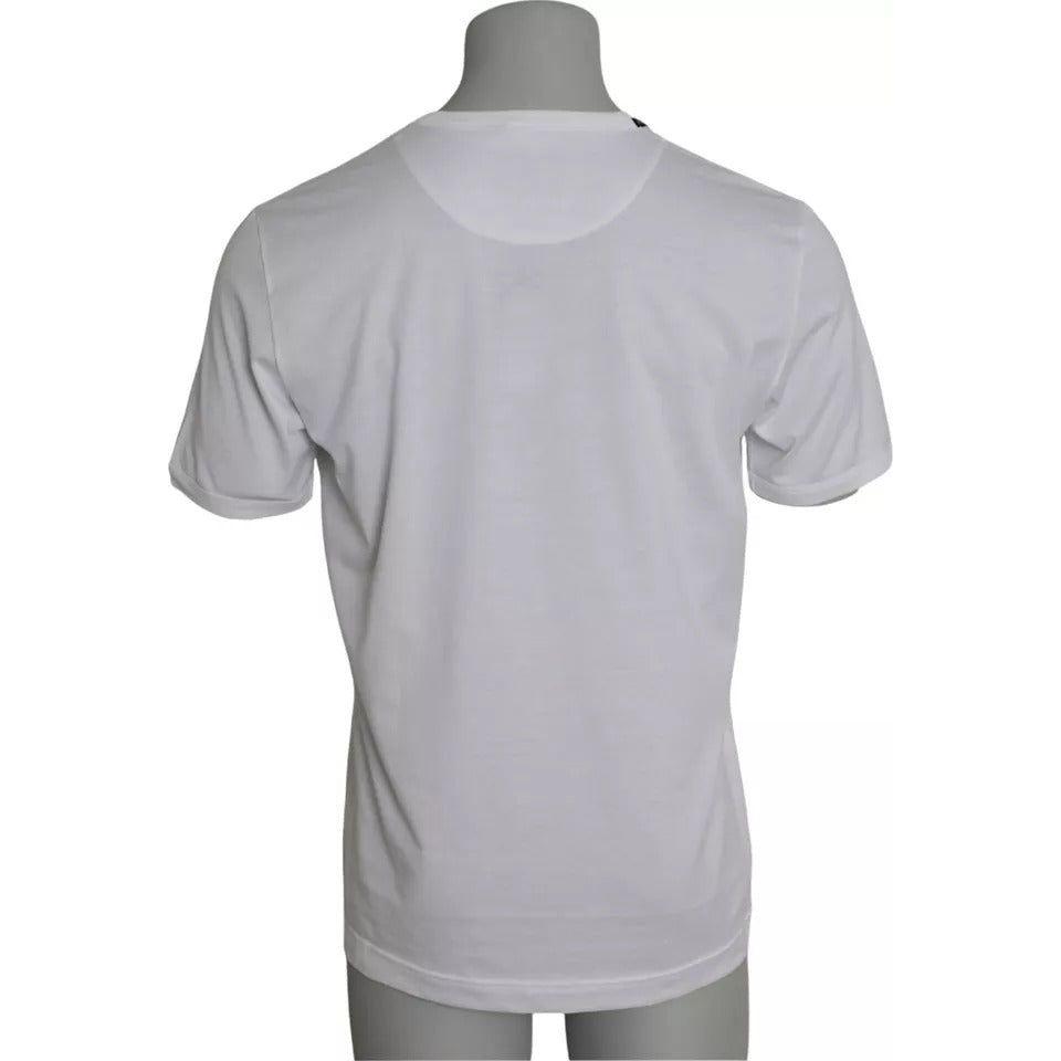 Dolce & Gabbana White Cotton Round Neck Short Sleeves T-shirt Dolce & Gabbana Dark Gray