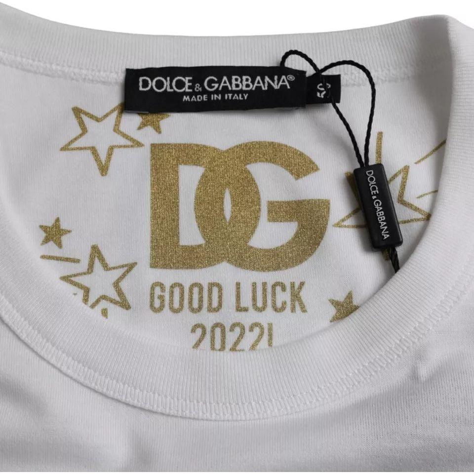 Dolce & Gabbana White Cotton Round Neck Short Sleeves T-shirt Dolce & Gabbana Gray
