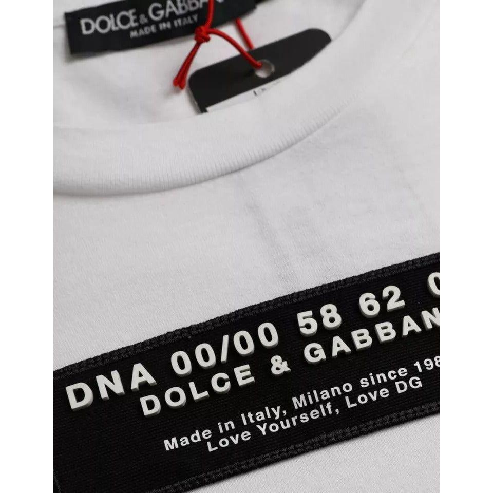 Dolce & Gabbana White Cotton DG Applique Men Casual T-shirt Dolce & Gabbana Black