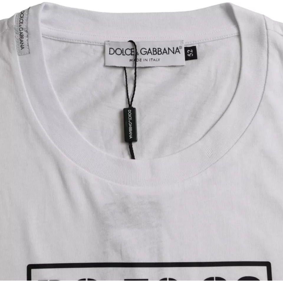 Dolce & Gabbana White Logo Round Neck Short Sleeves T-shirt Dolce & Gabbana Gray