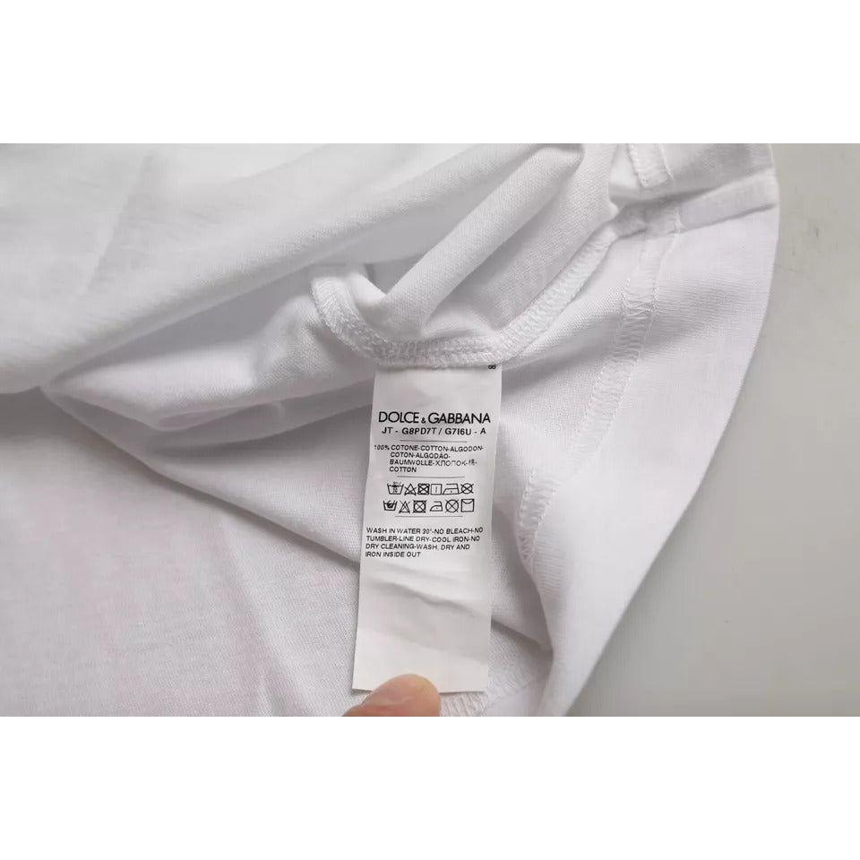 Dolce & Gabbana White Logo Round Neck Short Sleeves T-shirt Dolce & Gabbana Gray