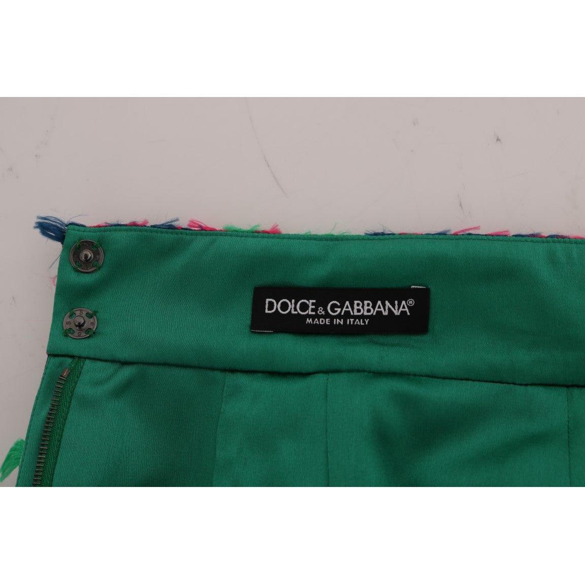 Dolce & Gabbana Elegant Jacquard High Waist Pencil Skirt Dolce & Gabbana Dark Slate Gray