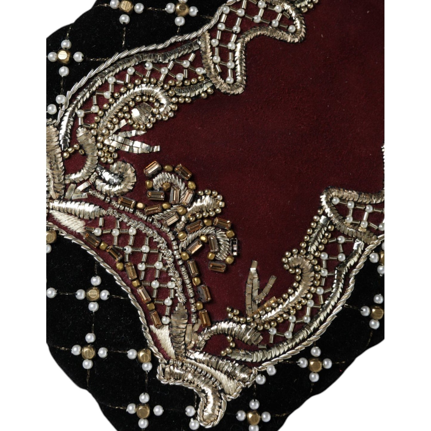 Dolce & Gabbana Bordeaux Black Velvet Gold Frame Clutch Evening Purse Bag Dolce & Gabbana Black