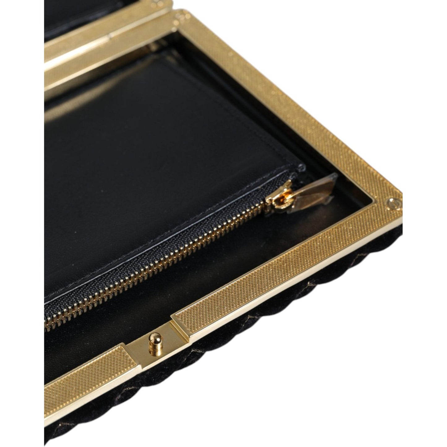 Dolce & Gabbana Bordeaux Black Velvet Gold Frame Clutch Evening Purse Bag Dolce & Gabbana Dark Khaki