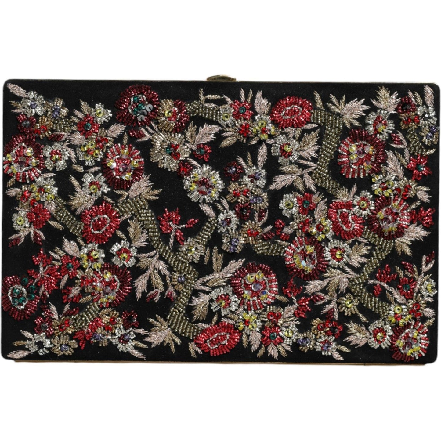 Dolce & Gabbana Multicolor Floral Gold Frame Clutch Evening Purse Bag Dolce & Gabbana Dark Slate Gray