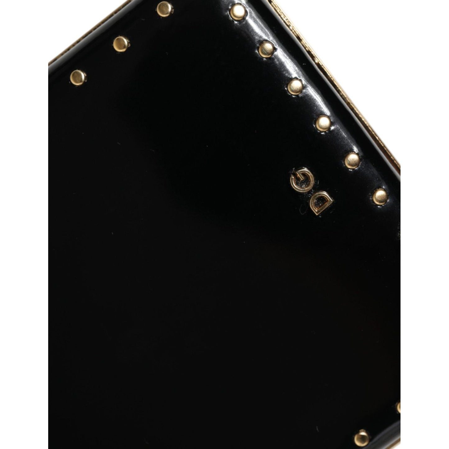 Dolce & Gabbana Black Leather Studs Gold Frame Clutch Evening Purse Bag Dolce & Gabbana Black
