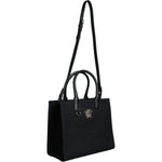 Versace Black Top Handle Canvas Leather Logo Crossbody Tote Bag BAG1594