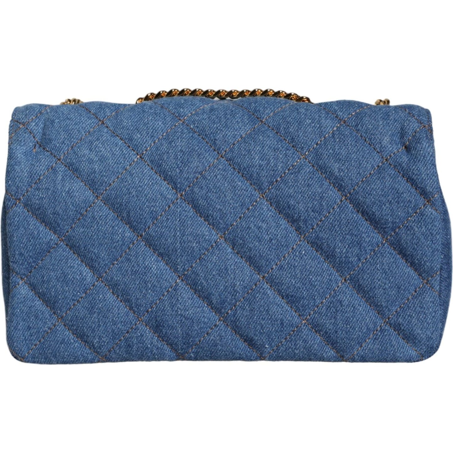Versace Blue Quilted Denim Leather Crossbody Shoulder Bag Versace Dark Slate Blue