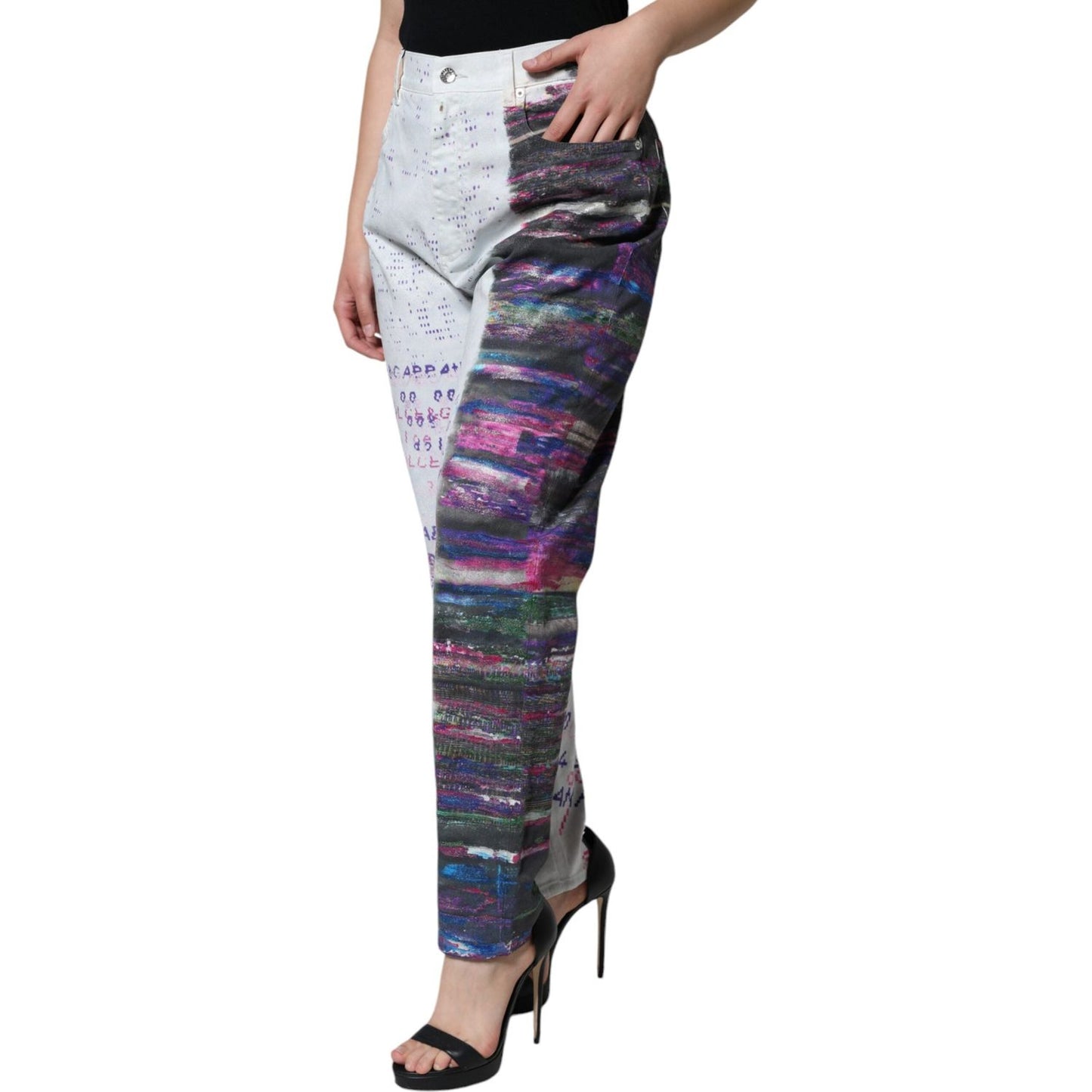 Dolce & Gabbana Multicolor Cotton Stretch High Waist Denim Jeans Dolce & Gabbana Dark Slate Gray