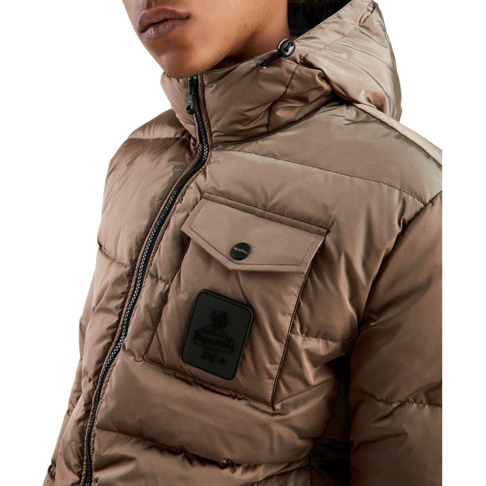 Refrigiwear Brown Nylon Men Jacket Refrigiwear Dim Gray