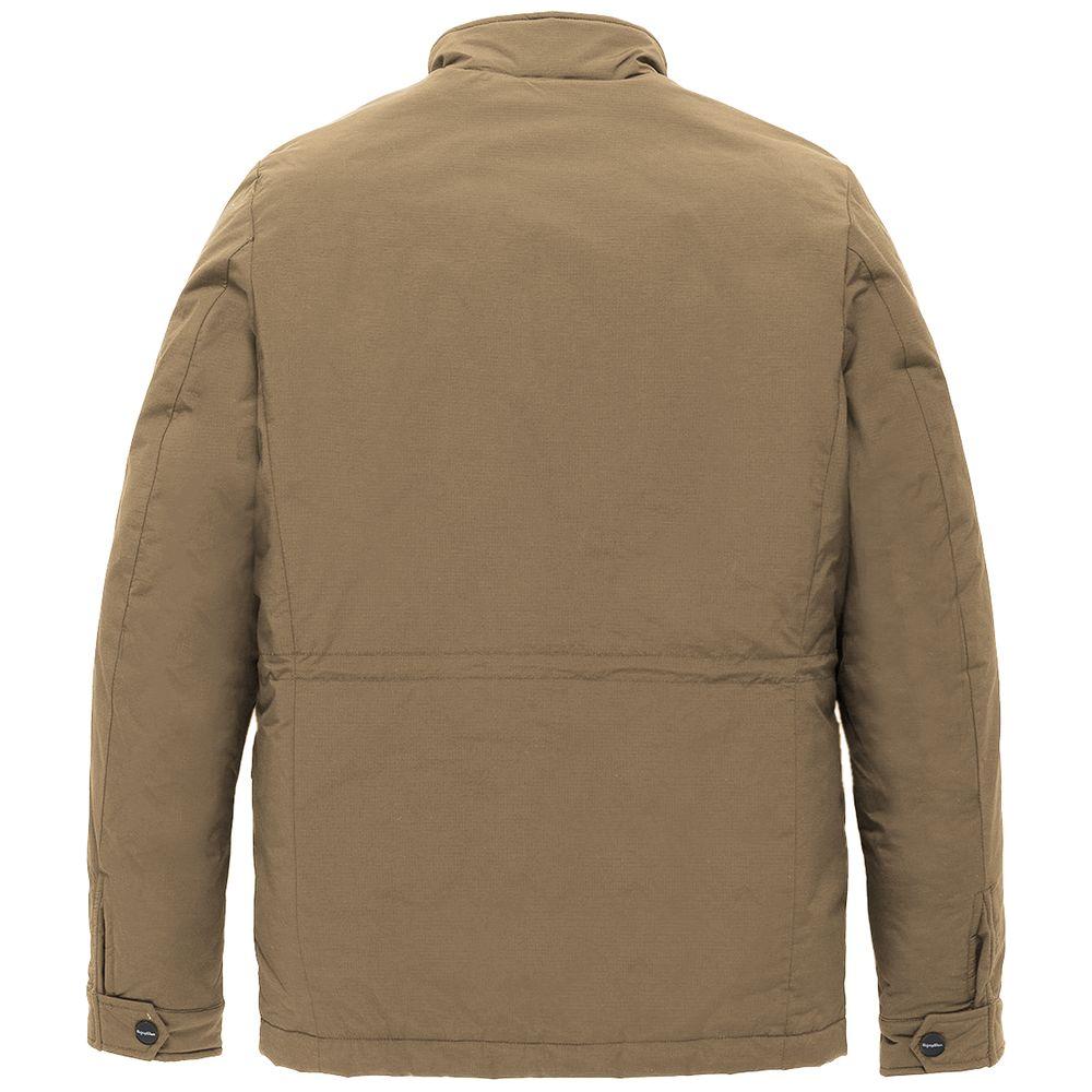 Refrigiwear Brown Nylon Men Jacket Refrigiwear Dim Gray