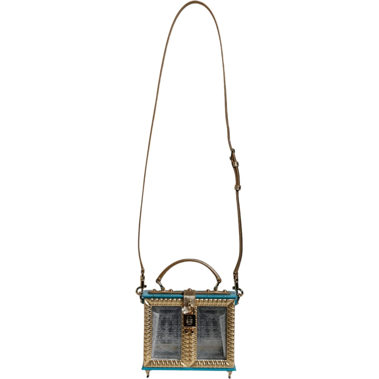 Dolce & Gabbana Multicolor Wood Leather Clutch Shoulder Bag Dolce & Gabbana Dim Gray
