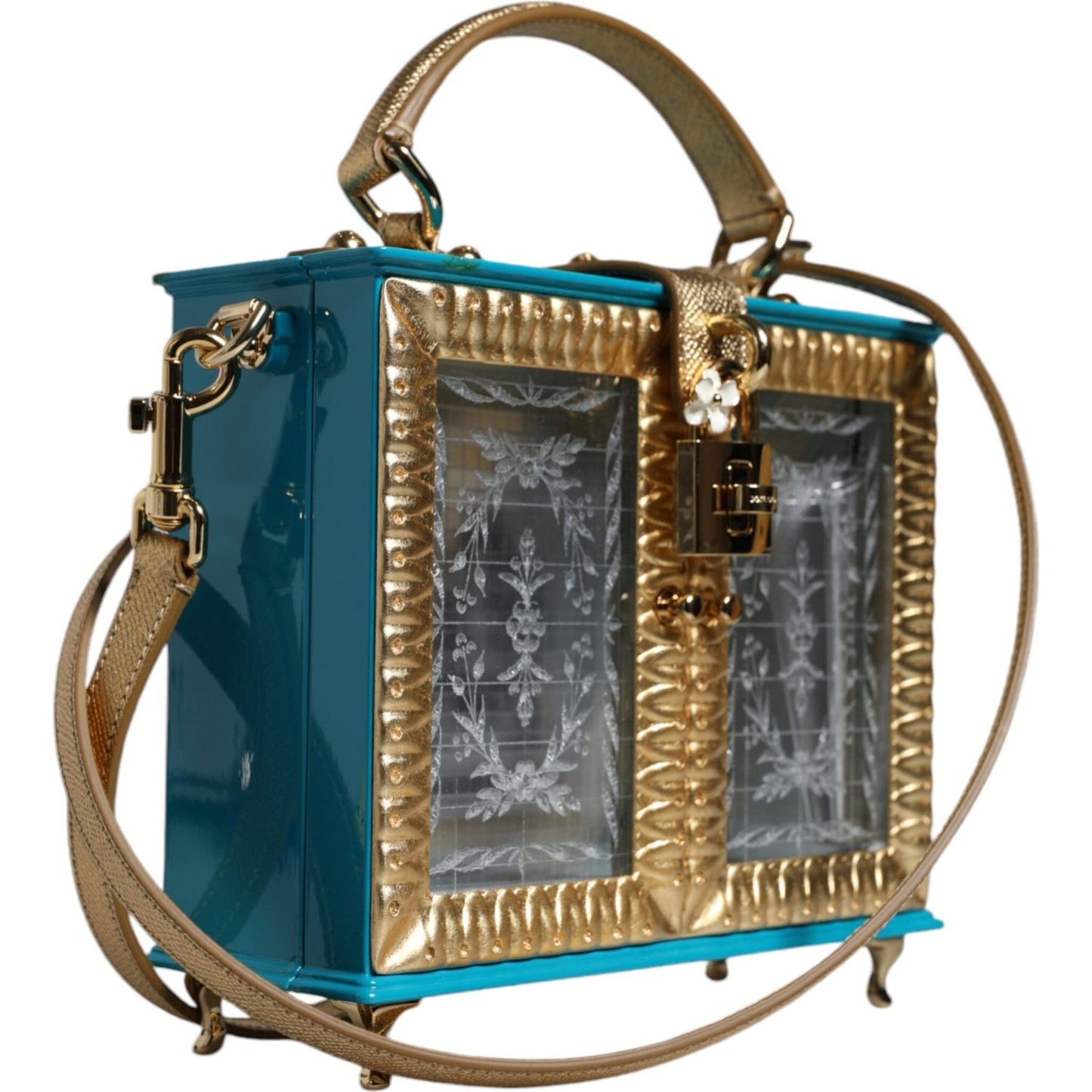 Dolce & Gabbana Multicolor Wood Leather Clutch Shoulder Bag Dolce & Gabbana Dim Gray