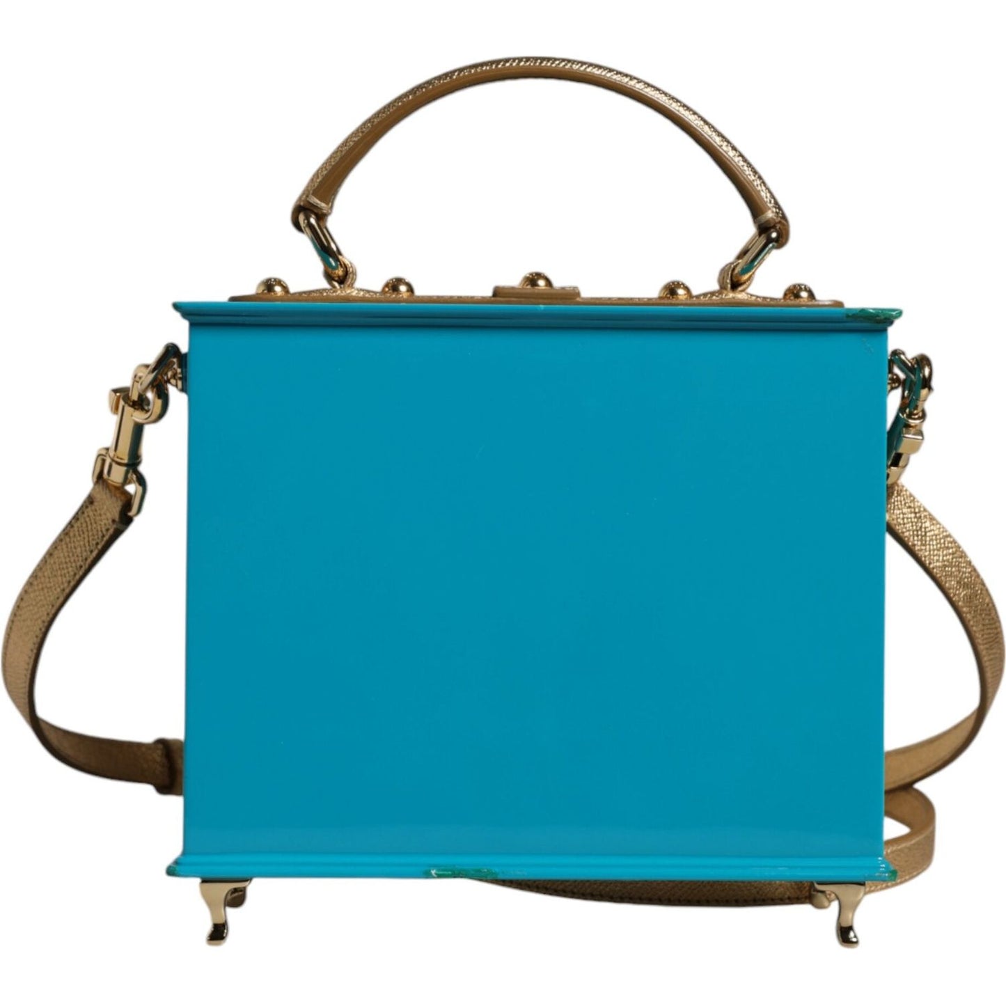 Dolce & Gabbana Multicolor Wood Leather Clutch Shoulder Bag Dolce & Gabbana Dark Cyan