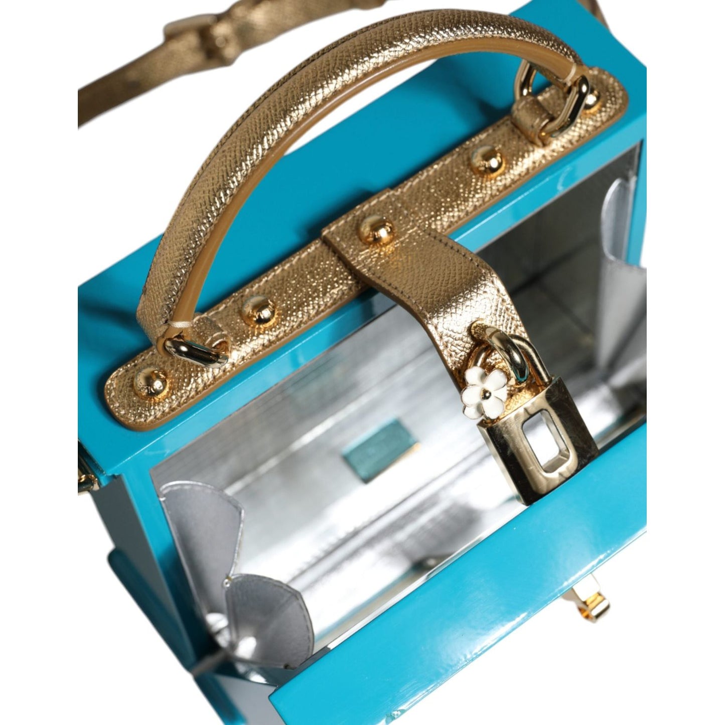 Dolce & Gabbana Multicolor Wood Leather Clutch Shoulder Bag Dolce & Gabbana Cadet Blue