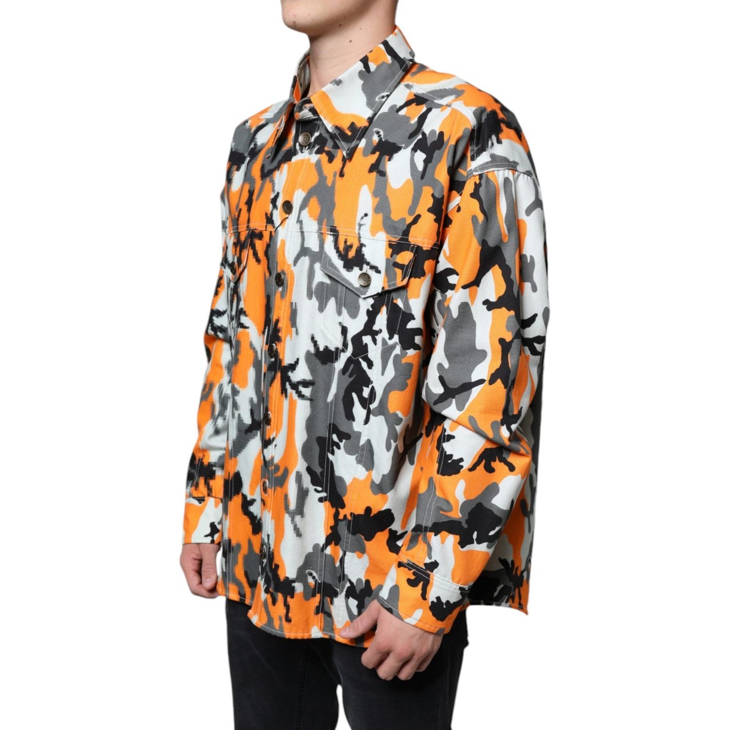 Dolce & Gabbana Multicolor Camouflage Cotton Denim Collared Jacket Dolce & Gabbana Dark Salmon