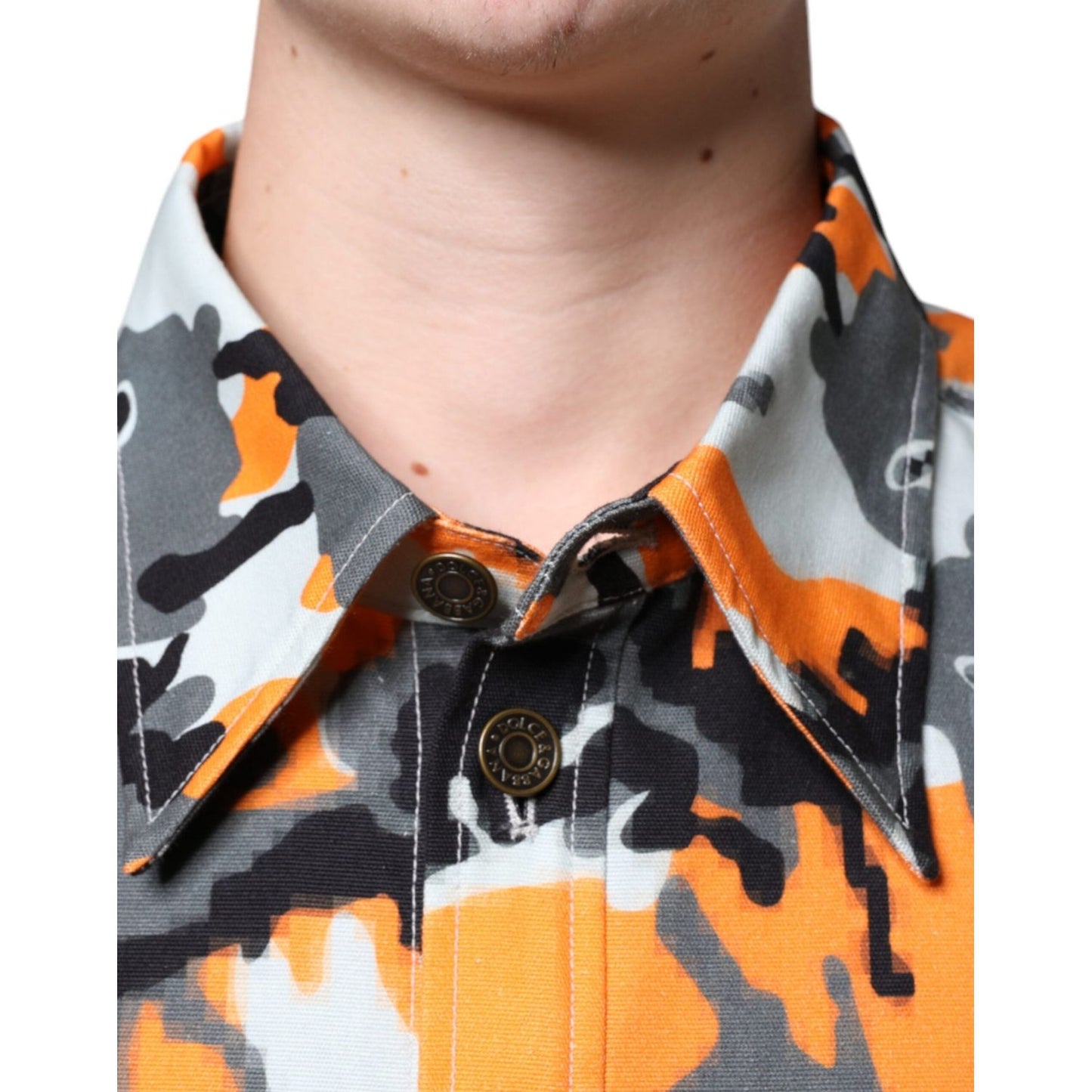 Dolce & Gabbana Multicolor Camouflage Cotton Denim Collared Jacket Dolce & Gabbana Rosy Brown