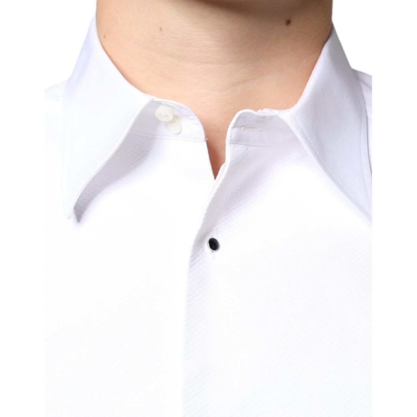 Dolce & Gabbana White Bib Cotton Poplin Formal Dress Shirt Dolce & Gabbana Misty Rose