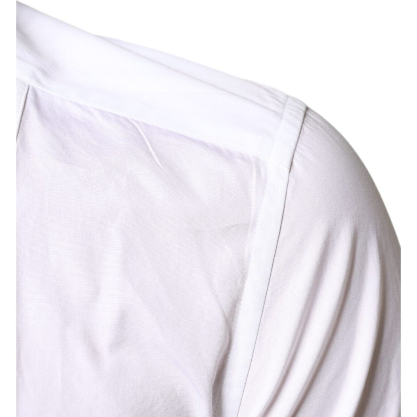 Dolce & Gabbana White Bib Cotton Poplin Formal Dress Shirt Dolce & Gabbana Lavender