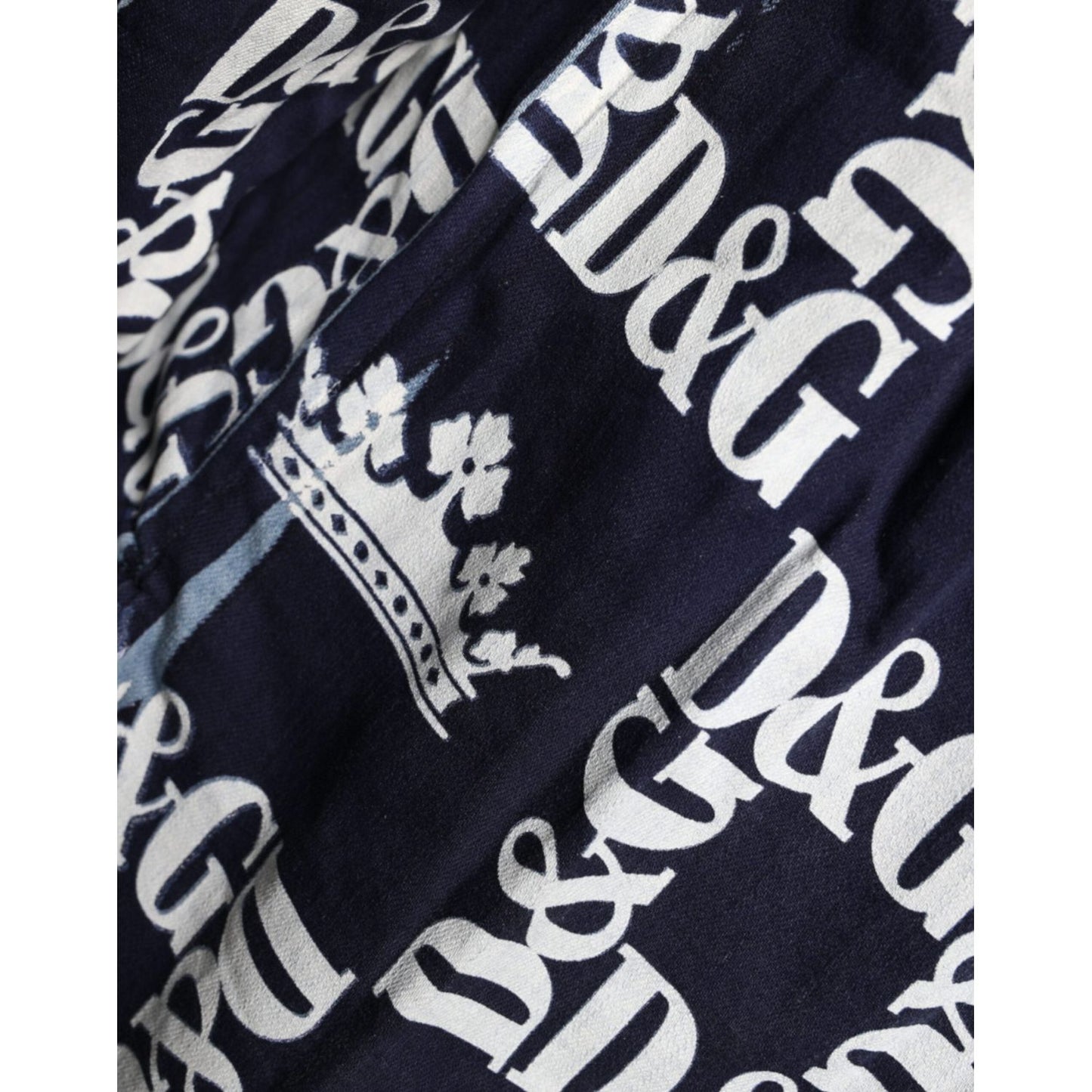 Dolce & Gabbana Blue Crown Logo Print Slim Fit Cotton Shirt Dolce & Gabbana Light Gray