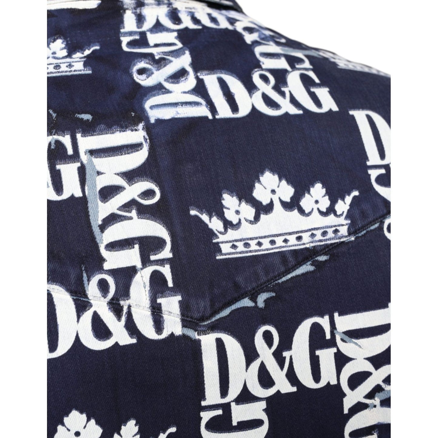 Dolce & Gabbana Blue Crown Logo Print Slim Fit Cotton Shirt Dolce & Gabbana Lavender