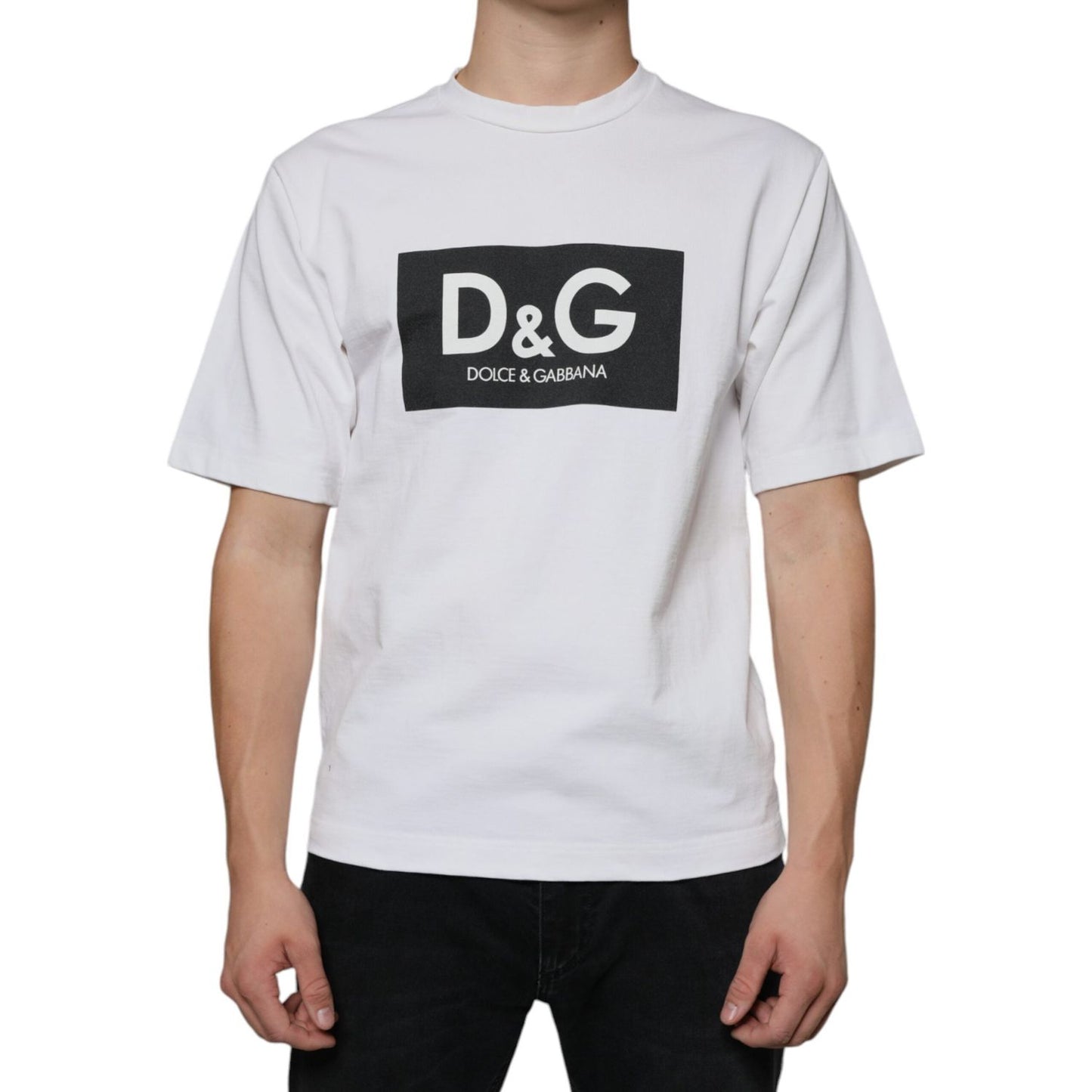 Dolce & Gabbana White Cotton DG Logo Print Casual T-shirt Dolce & Gabbana Light Gray