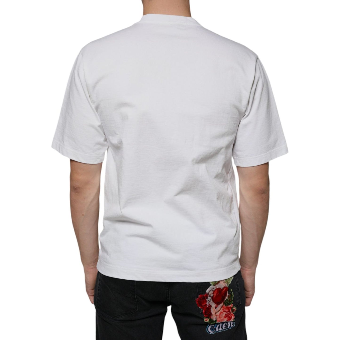 Dolce & Gabbana White Cotton DG Logo Print Casual T-shirt Dolce & Gabbana Light Gray