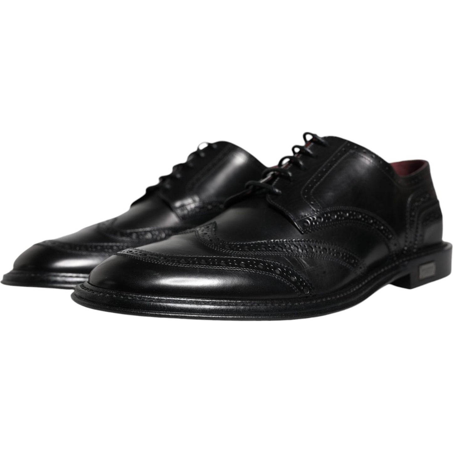 Dolce & Gabbana Black Leather Oxford Wingtip Formal Shoes Dolce & Gabbana Black
