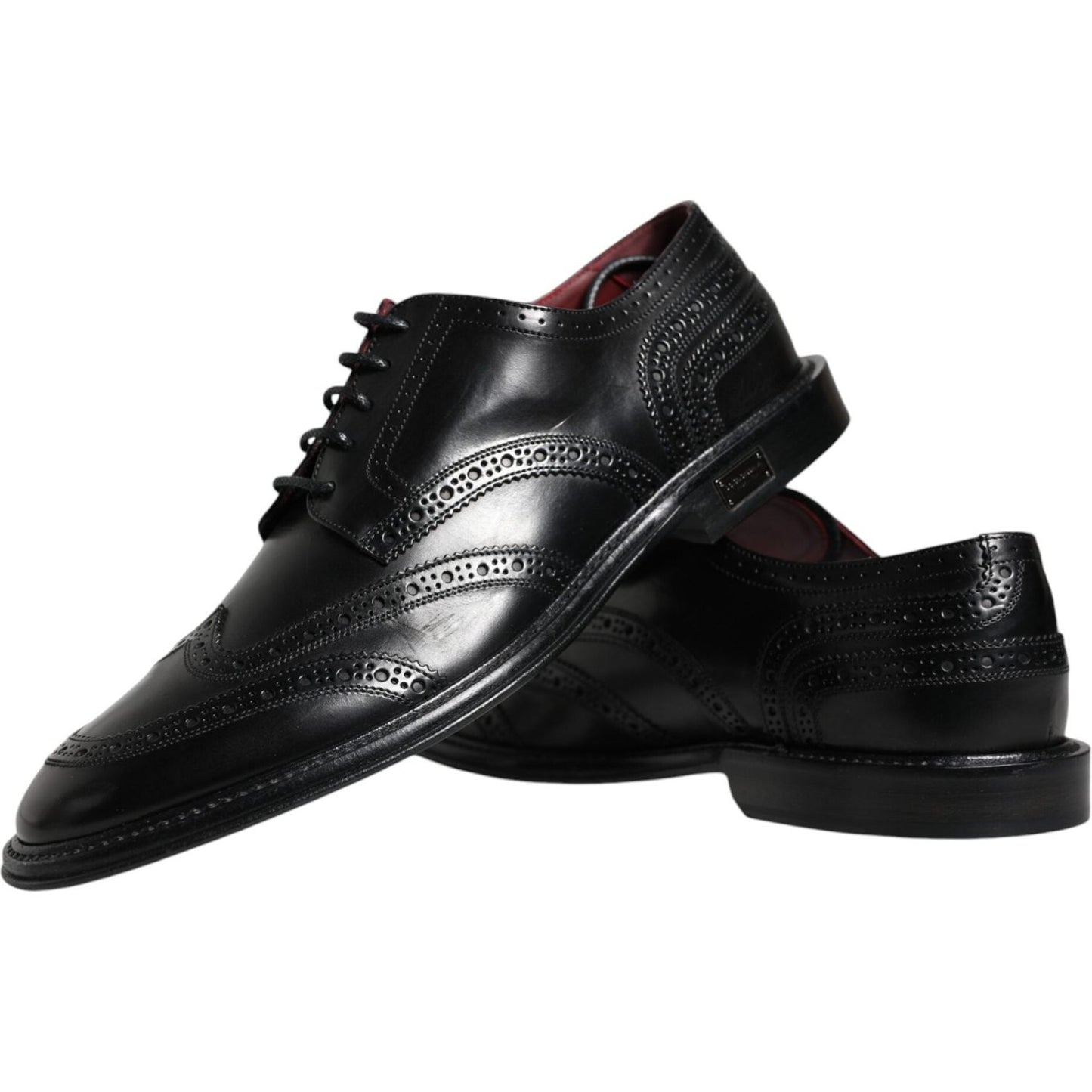 Dolce & Gabbana Black Leather Oxford Wingtip Formal Shoes Dolce & Gabbana Black