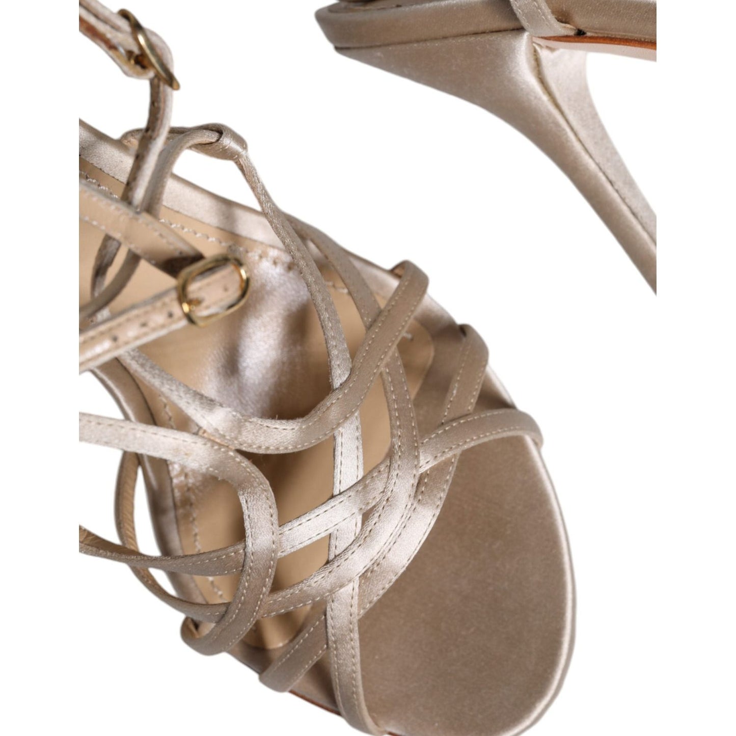 Dolce & Gabbana Beige Leather Stiletto Heels Sandals Shoes Dolce & Gabbana Rosy Brown