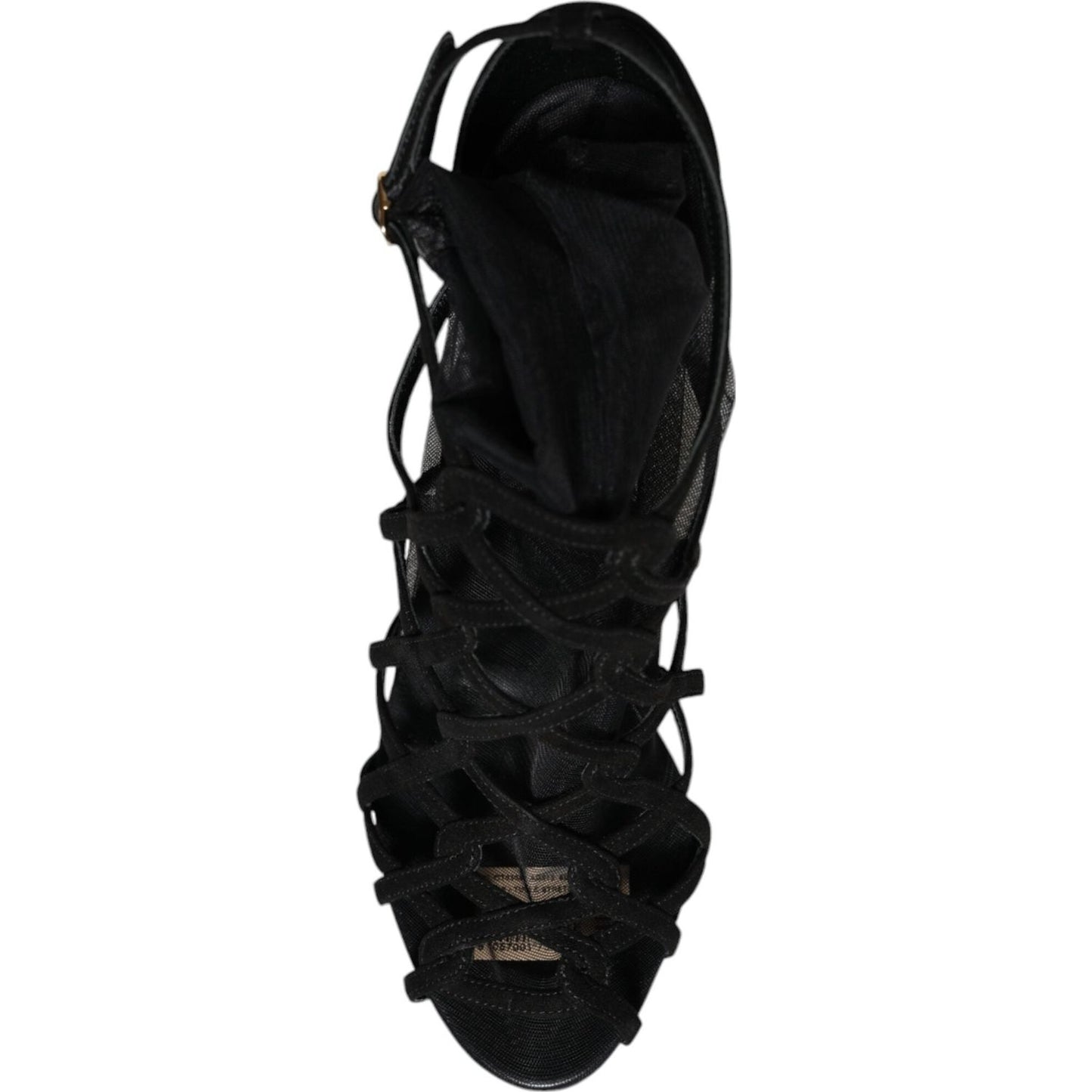 Dolce & Gabbana Black Tulle Stretch Heels Sandals Shoes Dolce & Gabbana Black