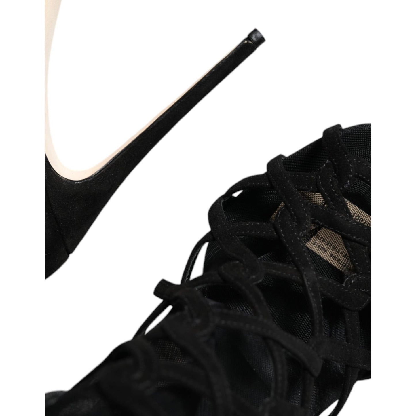 Dolce & Gabbana Black Tulle Stretch Heels Sandals Shoes Dolce & Gabbana Black